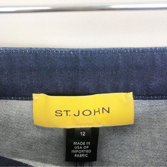 ST. JOHN | Dark Wash Side Zip Denim Jeans Zipper Ankle High Rise Women’s Size 12 - Picture 5 of 8